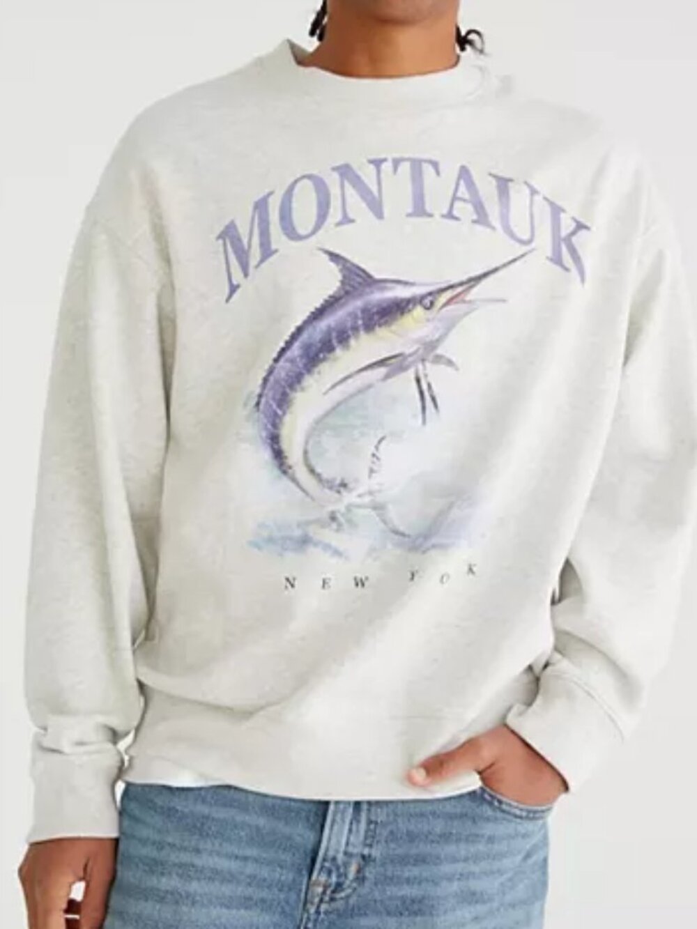 Men's Aeropostale Crewneck Graphic Sweatshirt, Size: Medium, Lightest Grey